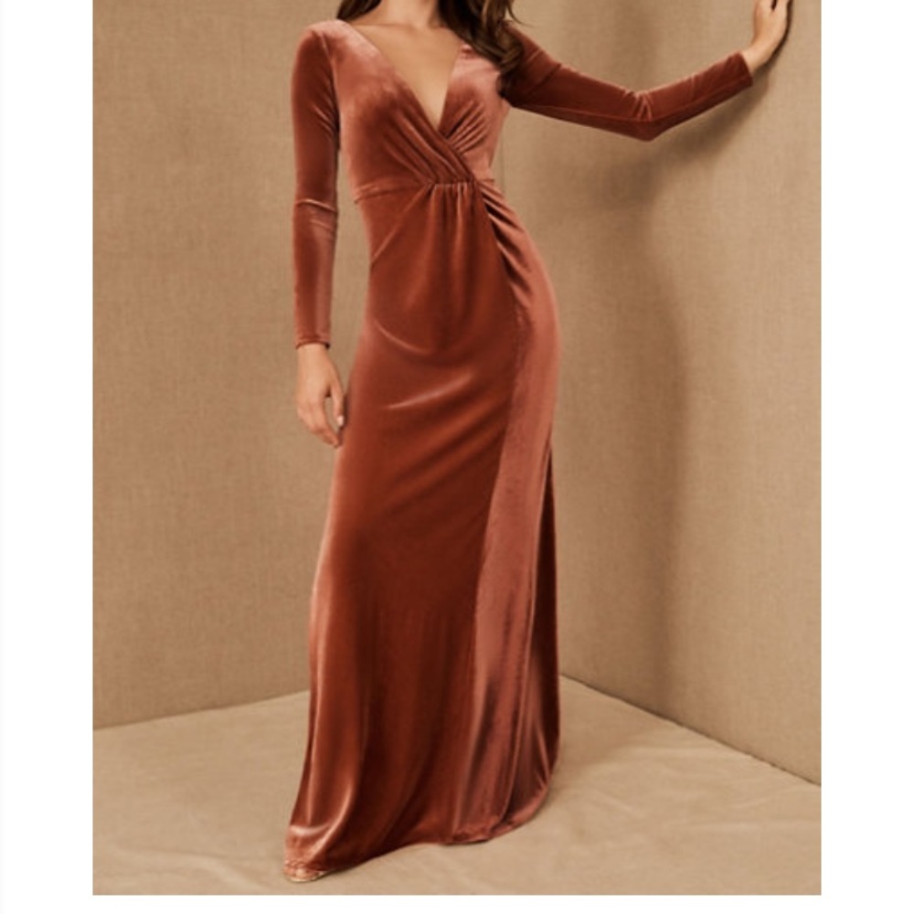 Jenny Yoo Ryland Velvet Maxi Dress - marigold